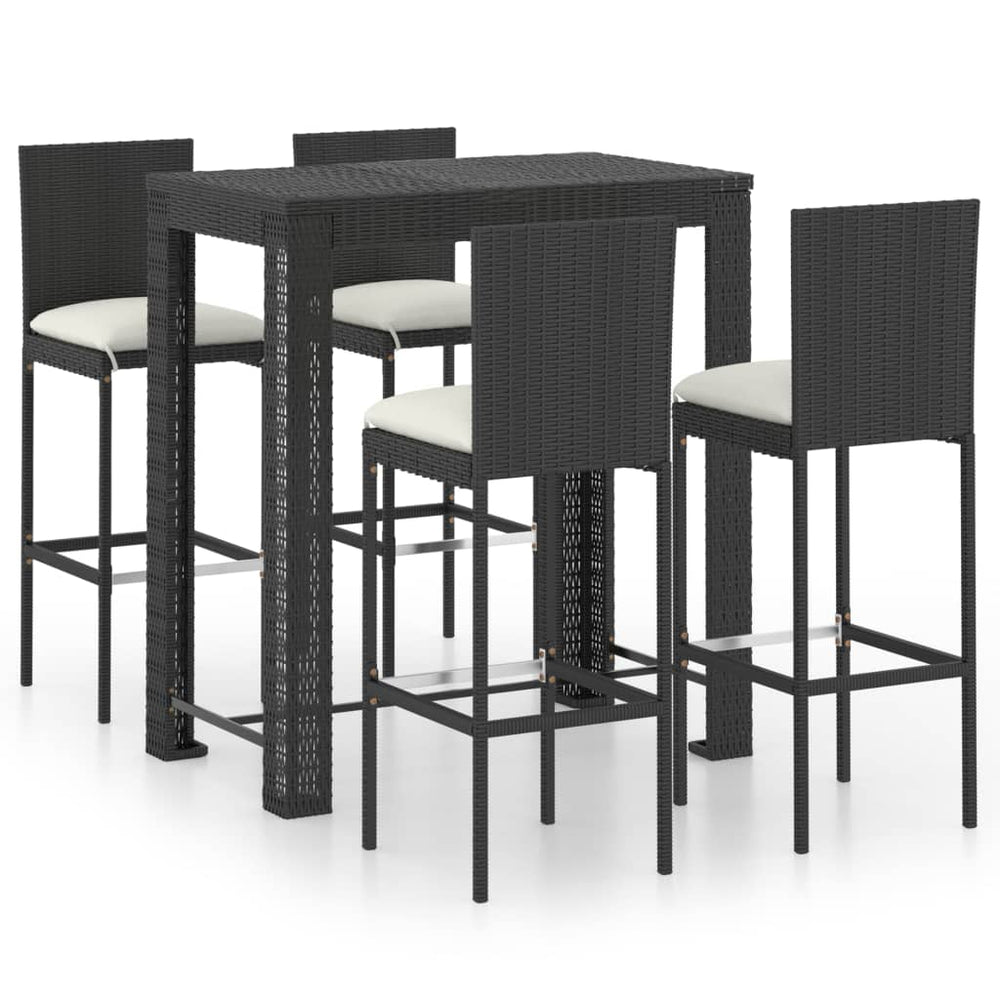 Set Mobilier Bar De Exterior Cu Perne 5 Piese, , Poliratan
