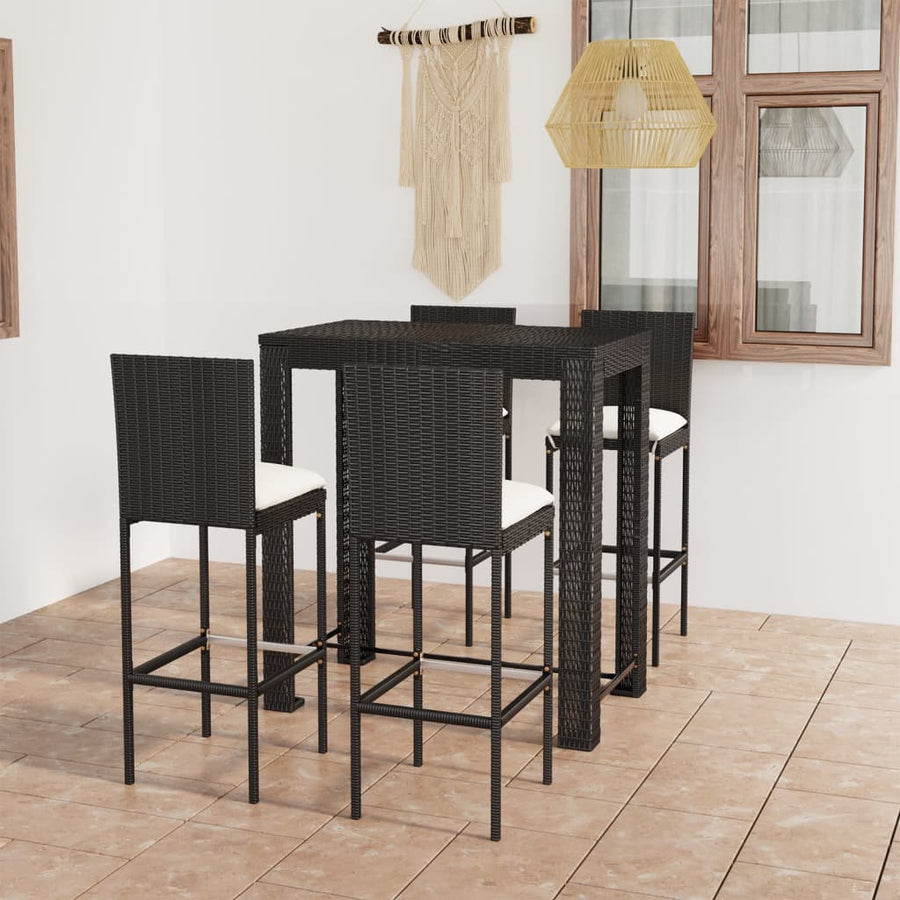 Set Mobilier Bar De Exterior Cu Perne 5 Piese, , Poliratan
