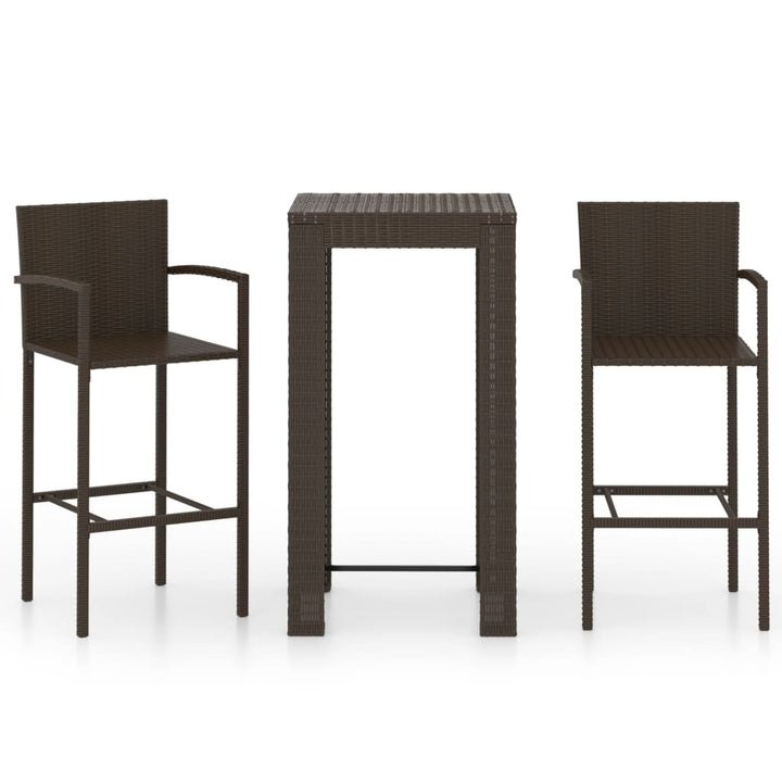 Set Bar Exterior Cu Cotieră, 3 Piese, Maro, Poliratan