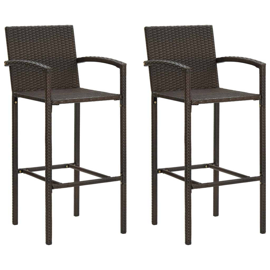 Set Bar Exterior Cu Cotieră, 3 Piese, Maro, Poliratan
