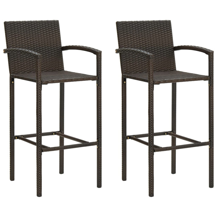 Set Bar Exterior Cu Cotieră, 3 Piese, Maro, Poliratan