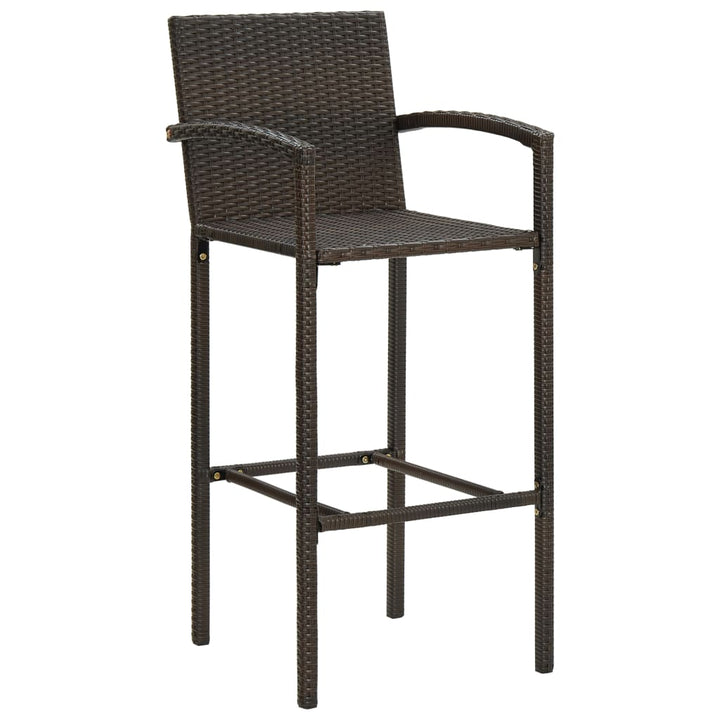 Set Bar Exterior Cu Cotieră, 3 Piese, Maro, Poliratan