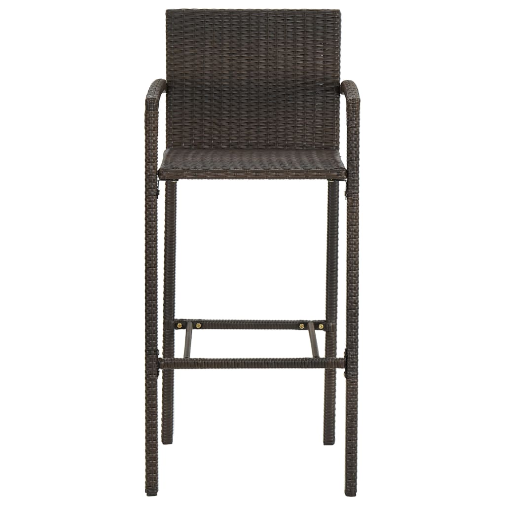 Set Bar Exterior Cu Cotieră, 3 Piese, Maro, Poliratan