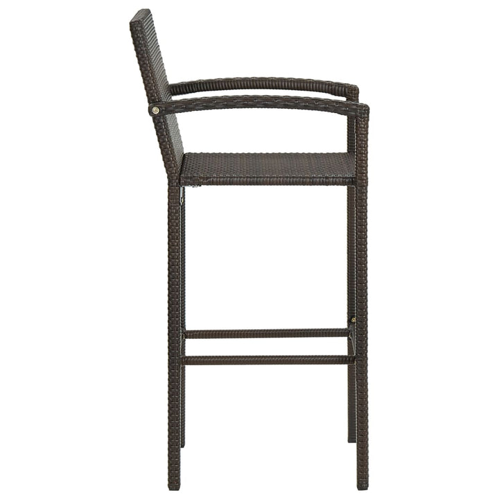 Set Bar Exterior Cu Cotieră, 3 Piese, Maro, Poliratan