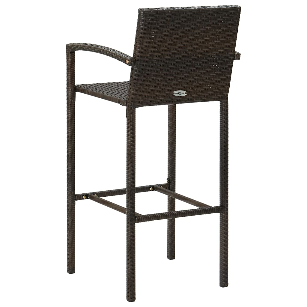 Set Bar Exterior Cu Cotieră, 3 Piese, Maro, Poliratan