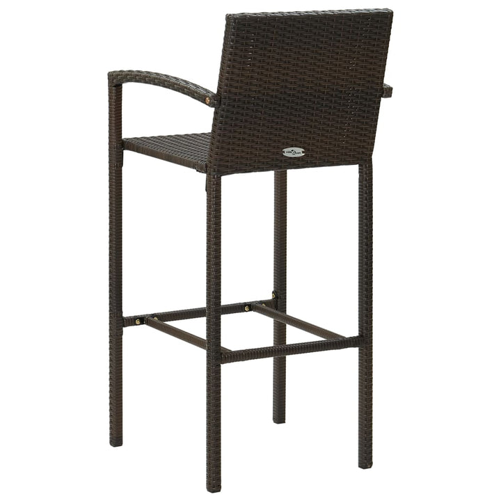 Set Bar Exterior Cu Cotieră, 3 Piese, Maro, Poliratan