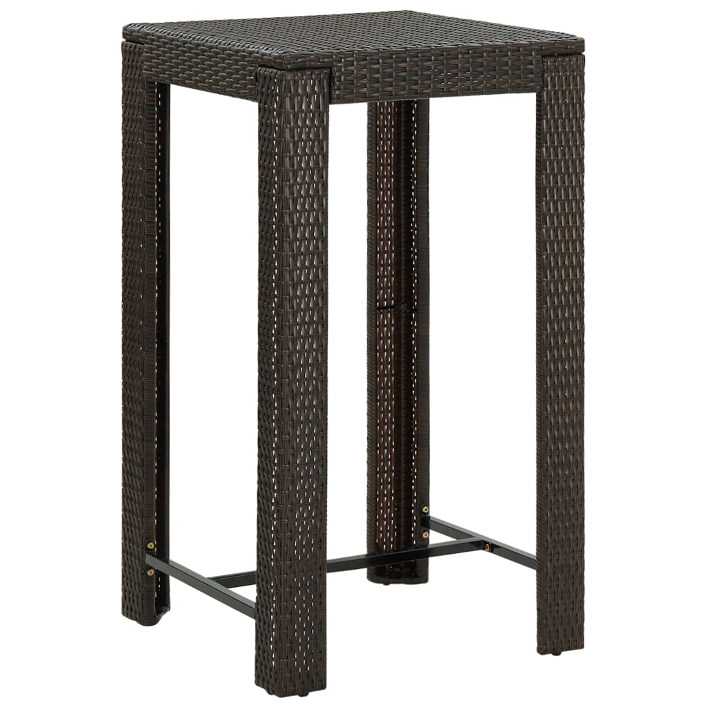 Set Bar Exterior Cu Cotieră, 3 Piese, Maro, Poliratan