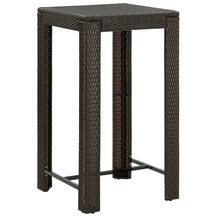 Set Bar Exterior Cu Cotieră, 3 Piese, Maro, Poliratan