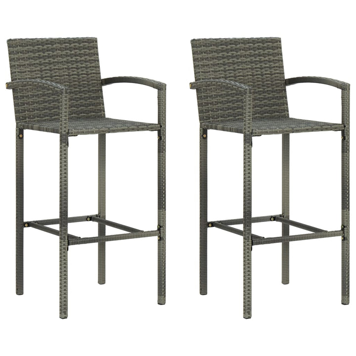 Set Bar De Exterior, Cu Cotiere, 3 Piese, Gri, Poliratan