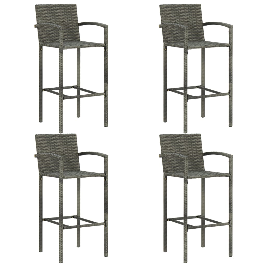 Set Bar Exterior Cu Cotieră, 5 Piese, Gri, Poliratan
