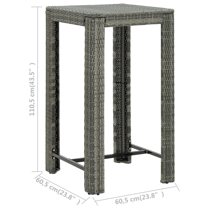Set Bar Exterior Cu Cotieră, 5 Piese, Gri, Poliratan
