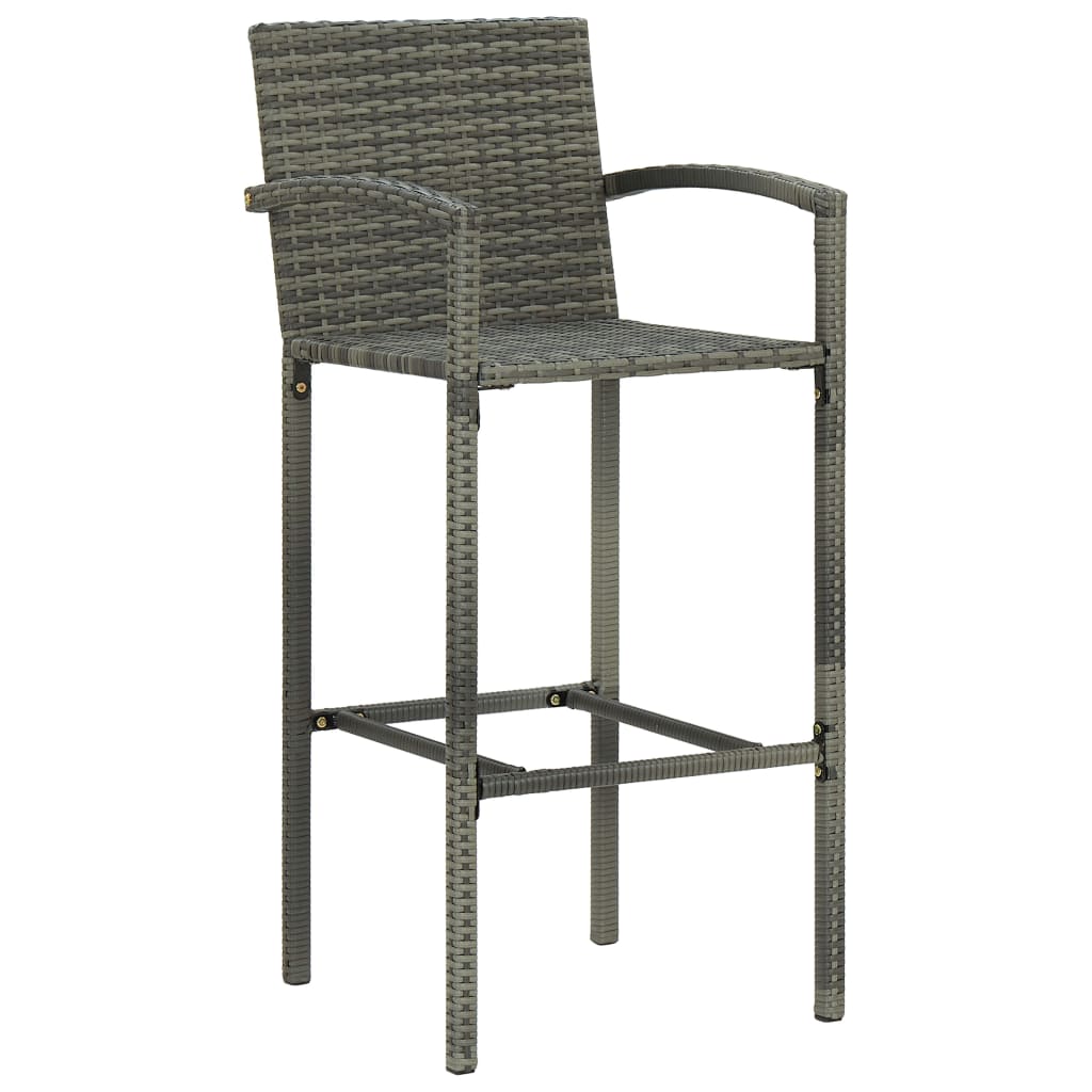 Set Bar Exterior Cu Cotieră, 5 Piese, Gri, Poliratan