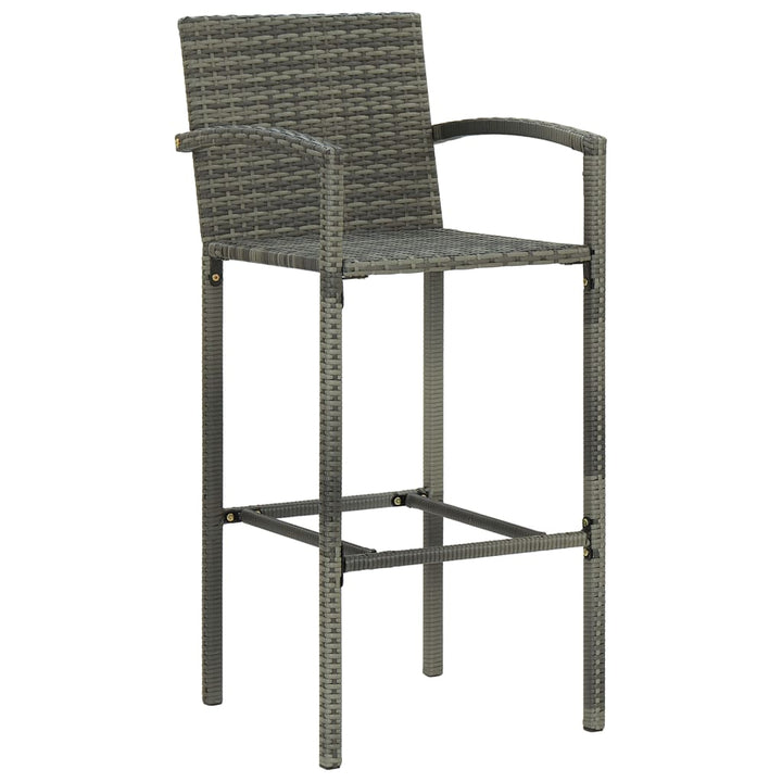 Set Bar Exterior Cu Cotieră, 5 Piese, Gri, Poliratan