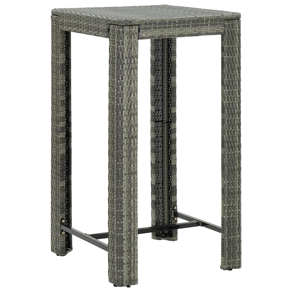 Set Bar Exterior Cu Cotieră, 5 Piese, Gri, Poliratan
