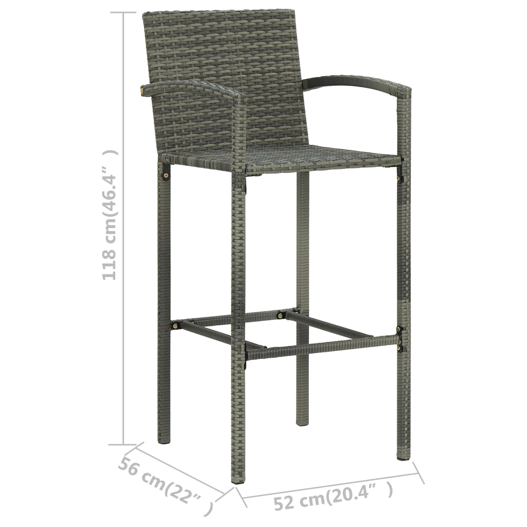 Set Bar Exterior Cu Cotieră, 5 Piese, Gri, Poliratan