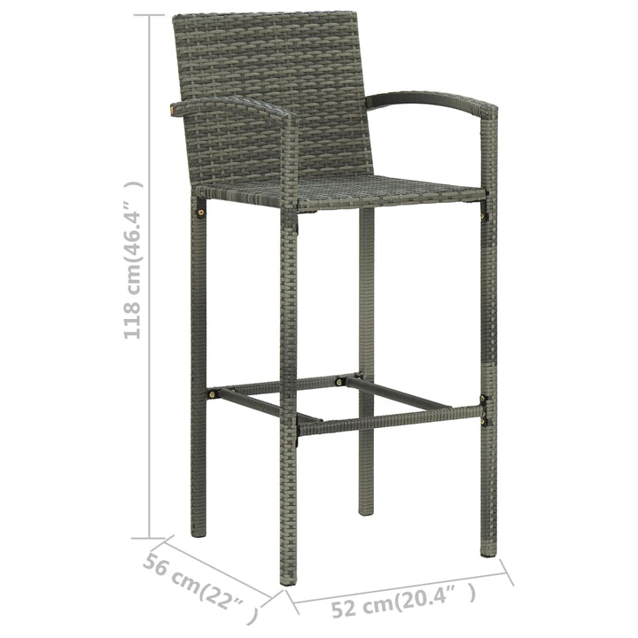 Set Bar Exterior Cu Cotieră, 5 Piese, Gri, Poliratan