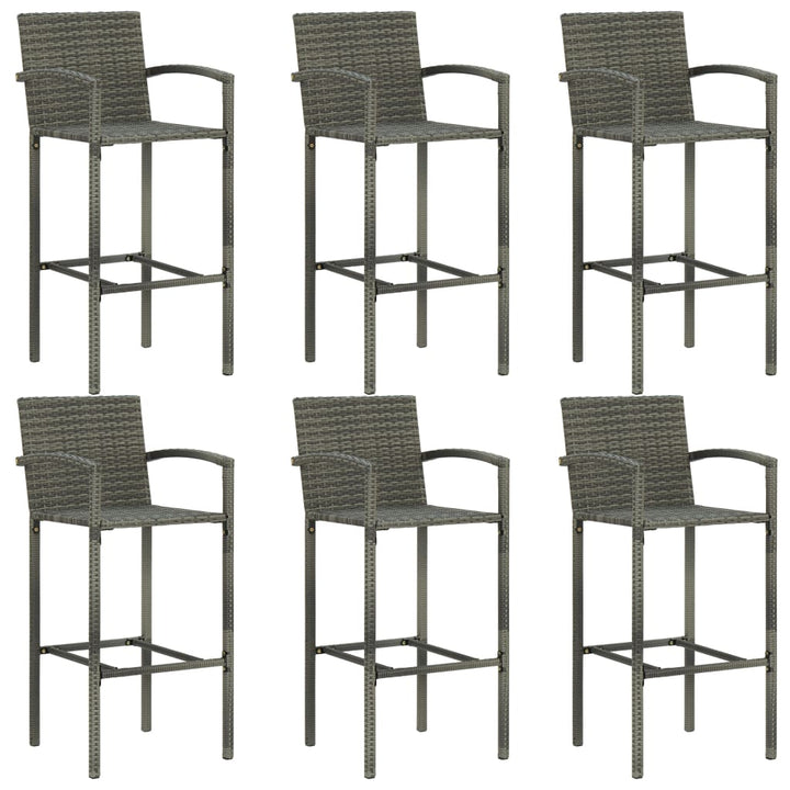 Set Bar Exterior Cu Cotieră, 7 Piese, Gri, Poliratan