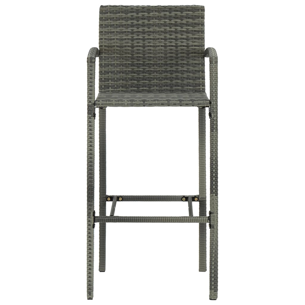 Set Bar Exterior Cu Cotieră, 7 Piese, Gri, Poliratan