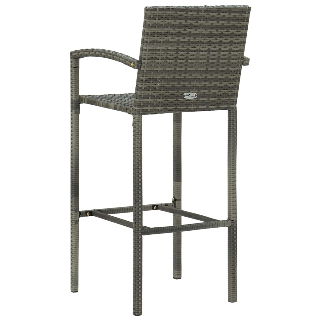 Set Bar Exterior Cu Cotieră, 7 Piese, Gri, Poliratan