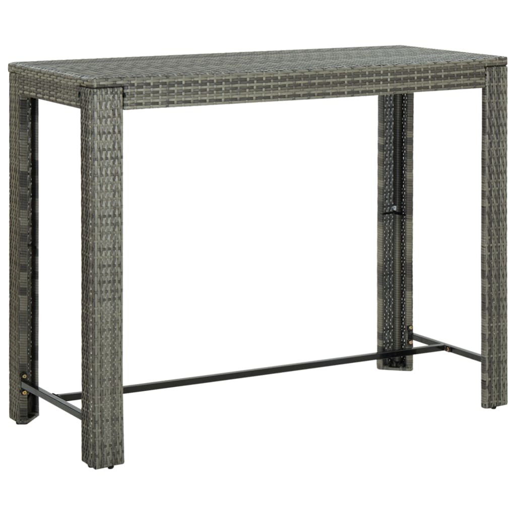 Set Bar Exterior Cu Cotieră, 7 Piese, Gri, Poliratan