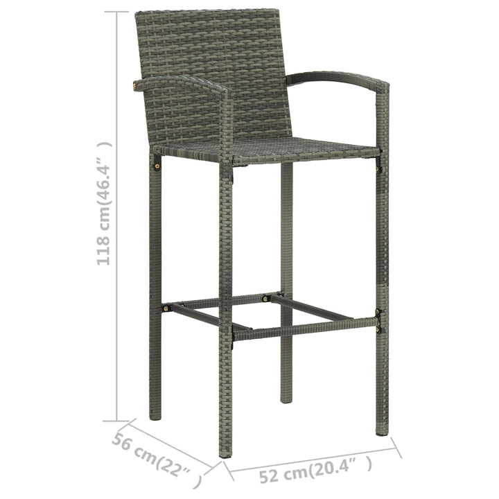 Set Bar Exterior Cu Cotieră, 7 Piese, Gri, Poliratan