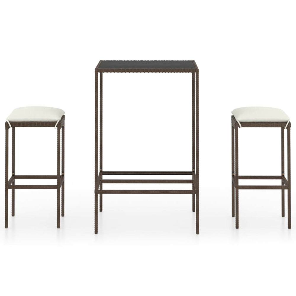Set Mobilier Bar De Grădină, Cu Perne, 3 Piese, , Poliratan