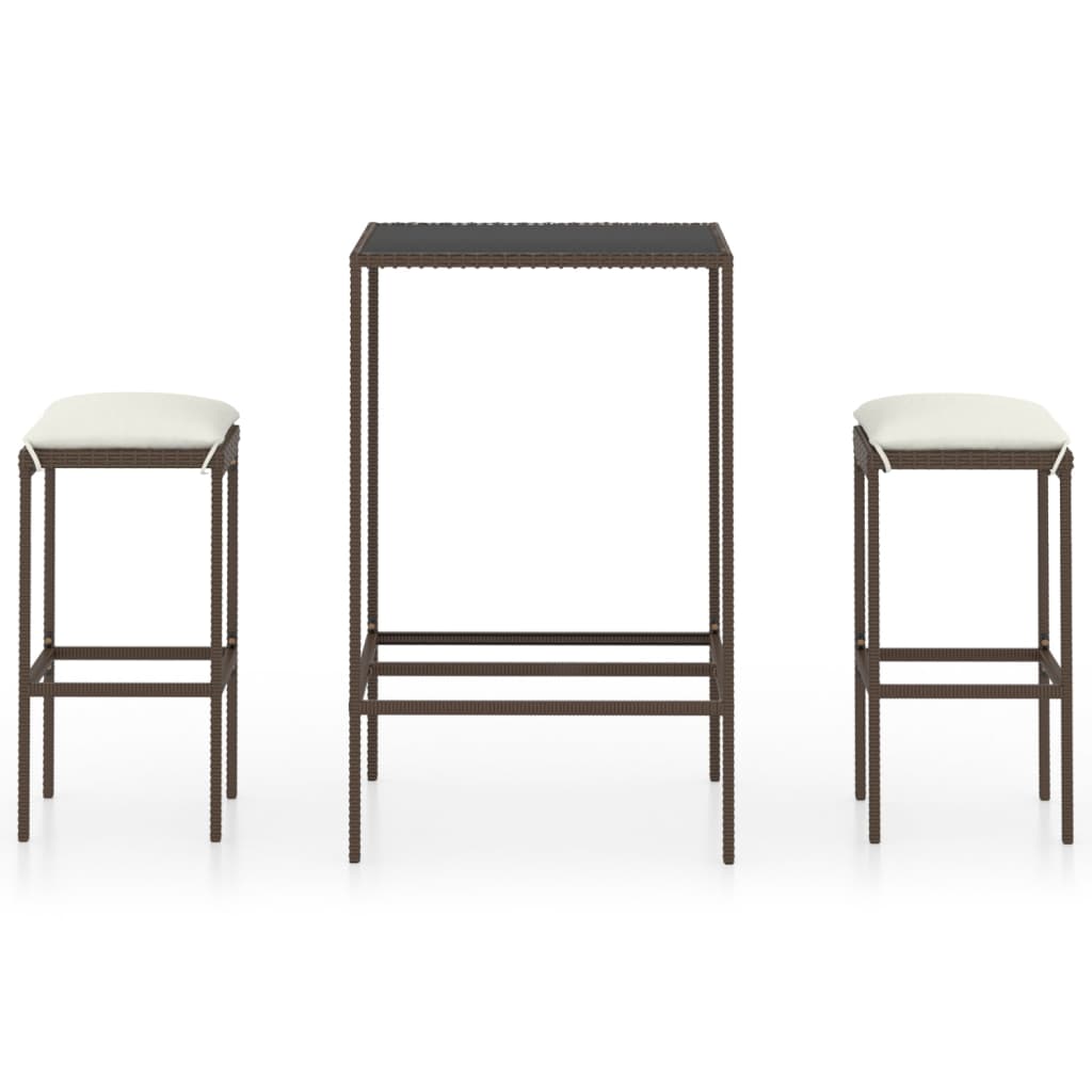 Set Mobilier Bar De Grădină, Cu Perne, 3 Piese, , Poliratan