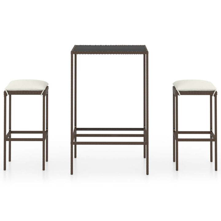 Set Mobilier Bar De Grădină, Cu Perne, 3 Piese, , Poliratan