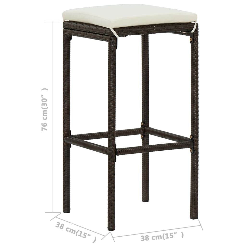Set Mobilier Bar De Grădină, Cu Perne, 3 Piese, , Poliratan