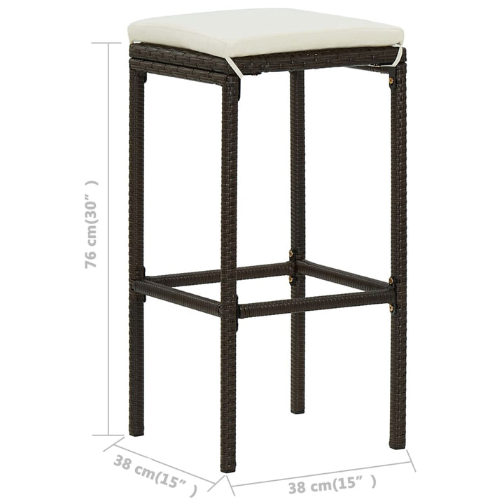 Set Mobilier Bar De Grădină, Cu Perne, 3 Piese, , Poliratan