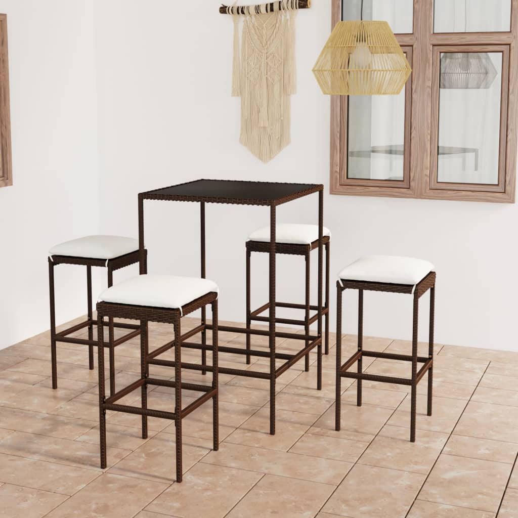 Set Mobilier Bar De Grădină, Cu Perne, 3 Piese, , Poliratan