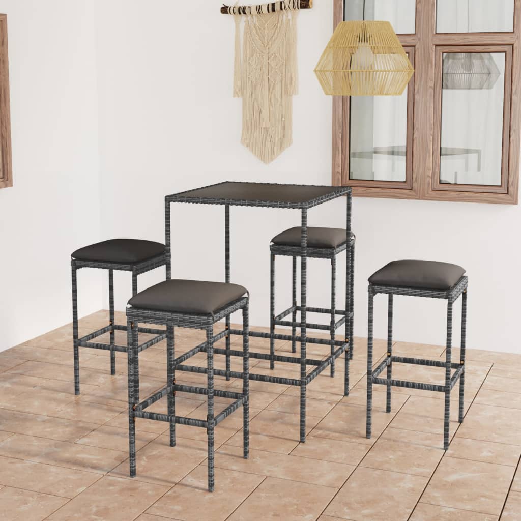 Set Mobilier Bar De Grădină, Cu Perne, 3 Piese, , Poliratan
