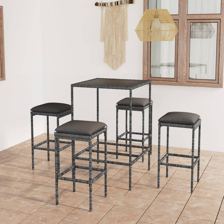 Set Mobilier Bar De Grădină, Cu Perne, 3 Piese, , Poliratan