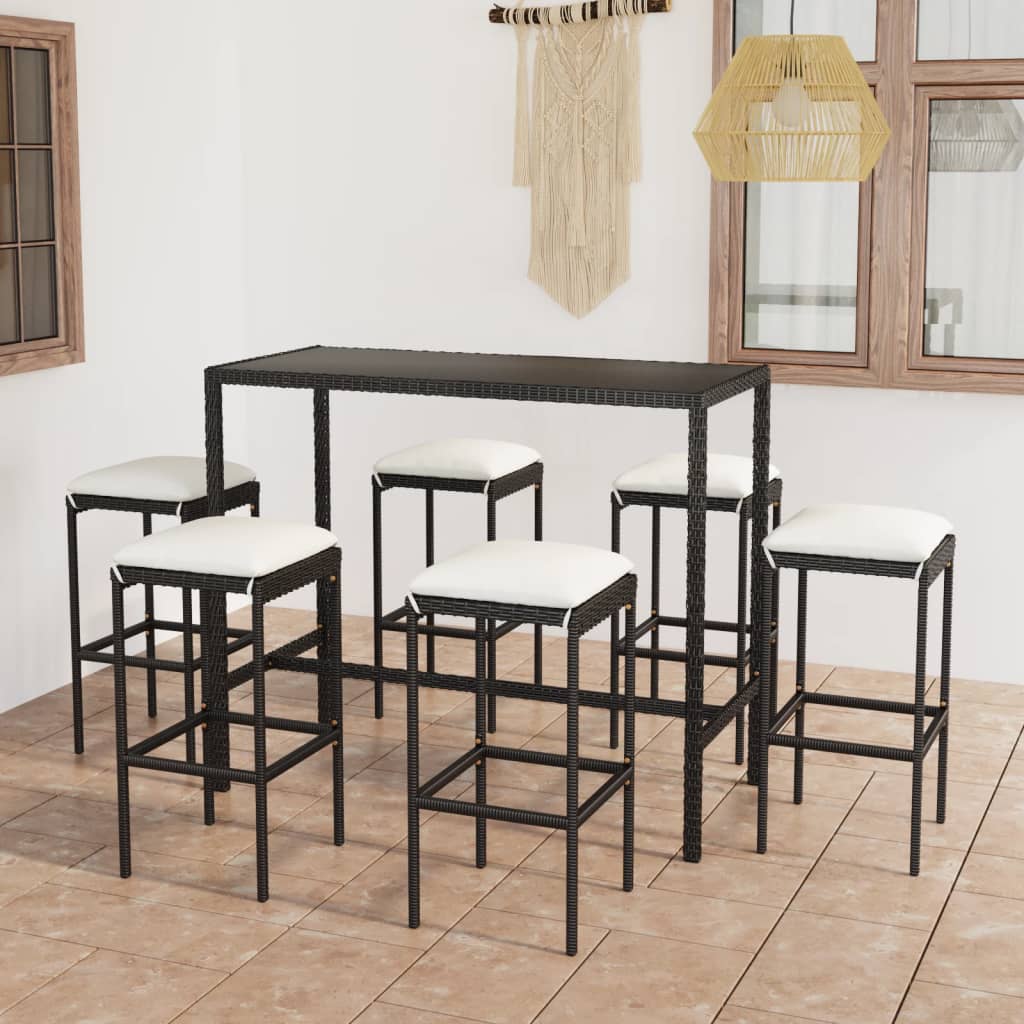 Set Mobilier Bar De Grădină, Cu Perne, 3 Piese, , Poliratan