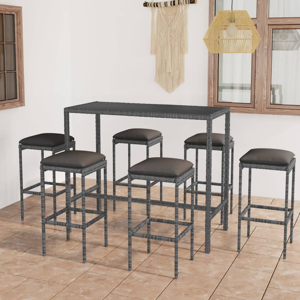 Set Mobilier Bar De Grădină, Cu Perne, 3 Piese, , Poliratan