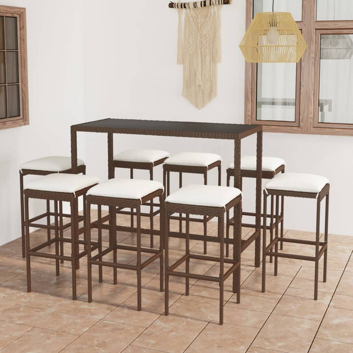 Set Mobilier Bar De Grădină, Cu Perne, 3 Piese, , Poliratan