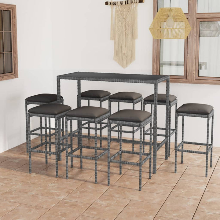 Set Mobilier Bar De Grădină, Cu Perne, 3 Piese, , Poliratan
