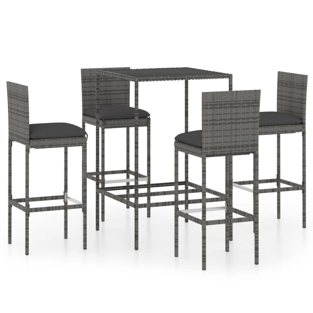Set Mobilier Bar De Grădină Cu Perne, 5 Piese, , Poliratan