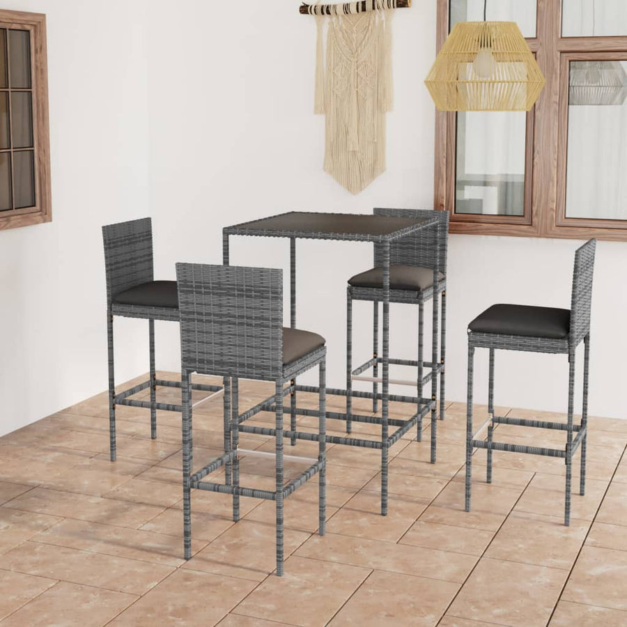 Set Mobilier Bar De Grădină Cu Perne, 5 Piese, , Poliratan
