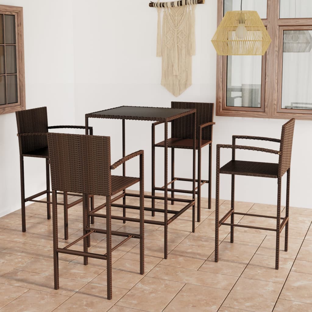 Set Mobilier Bar De Grădină, 5 Piese, , Poliratan