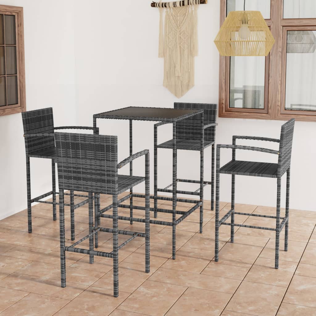 Set Mobilier Bar De Grădină, 5 Piese, , Poliratan