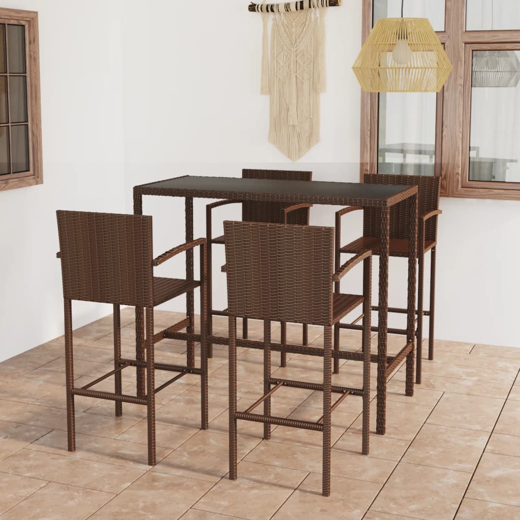 Set Mobilier Bar De Grădină, 5 Piese, , Poliratan