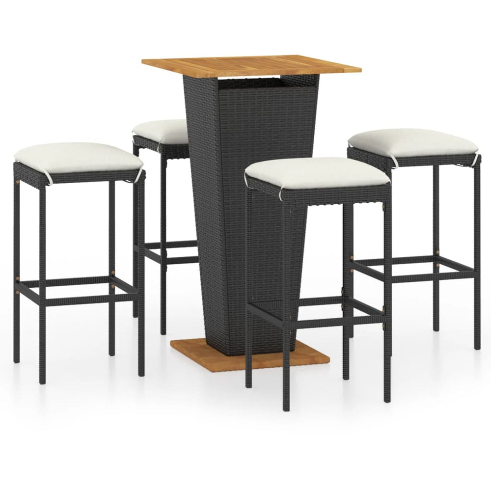 Set Mobilier Bar De Grădină Cu Perne, 5 Piese, , Poliratan