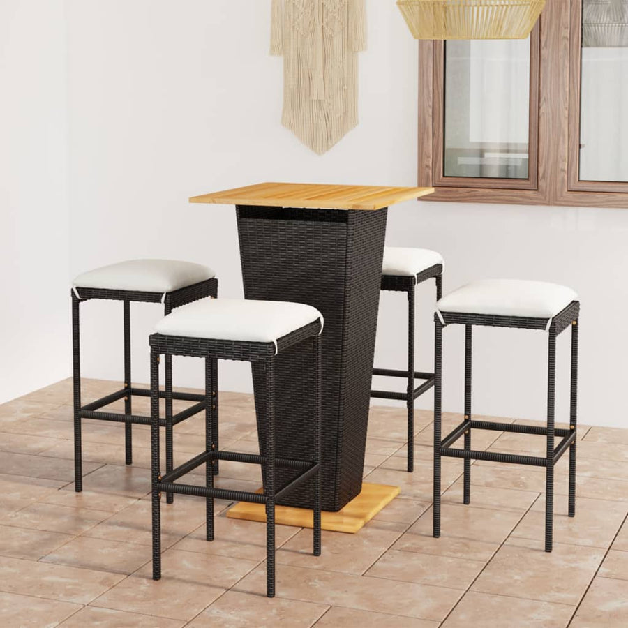 Set Mobilier Bar De Grădină Cu Perne, 5 Piese, , Poliratan