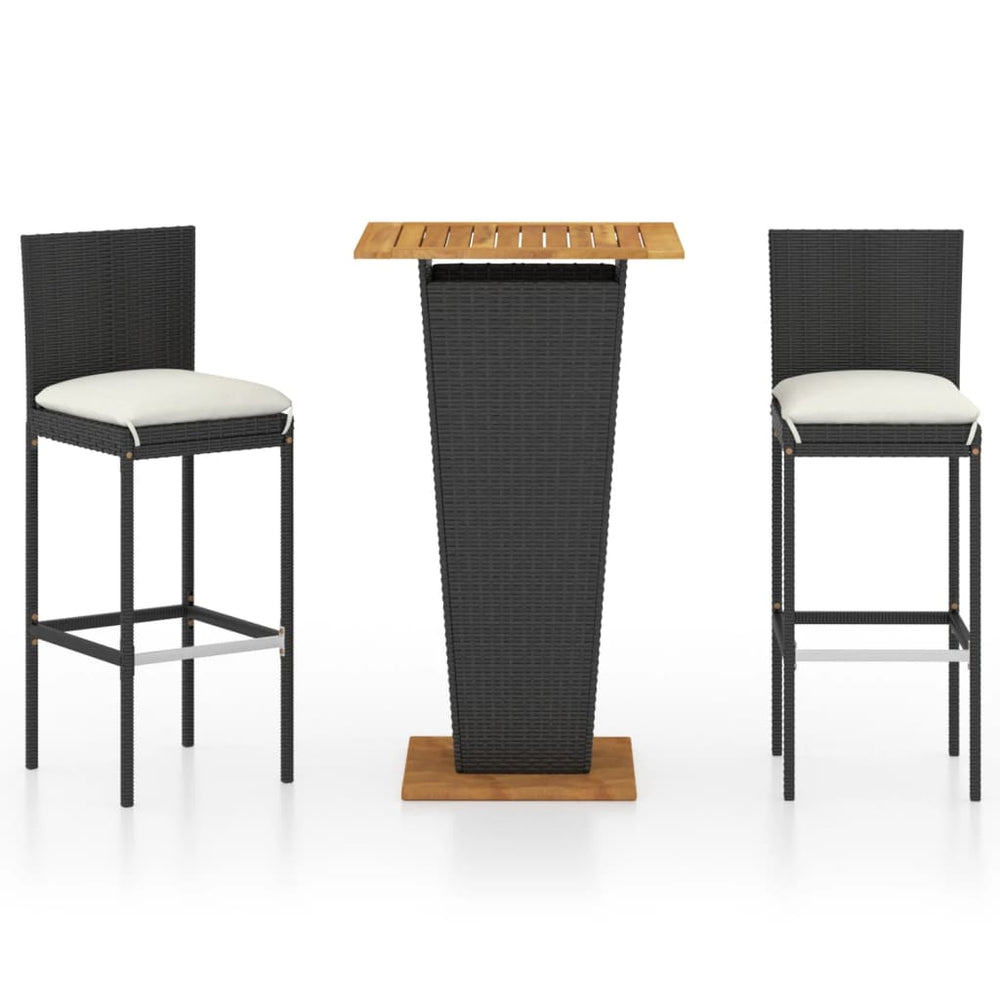 Set Mobilier Bar De Grădină Cu Perne, 3 Piese, , Poliratan