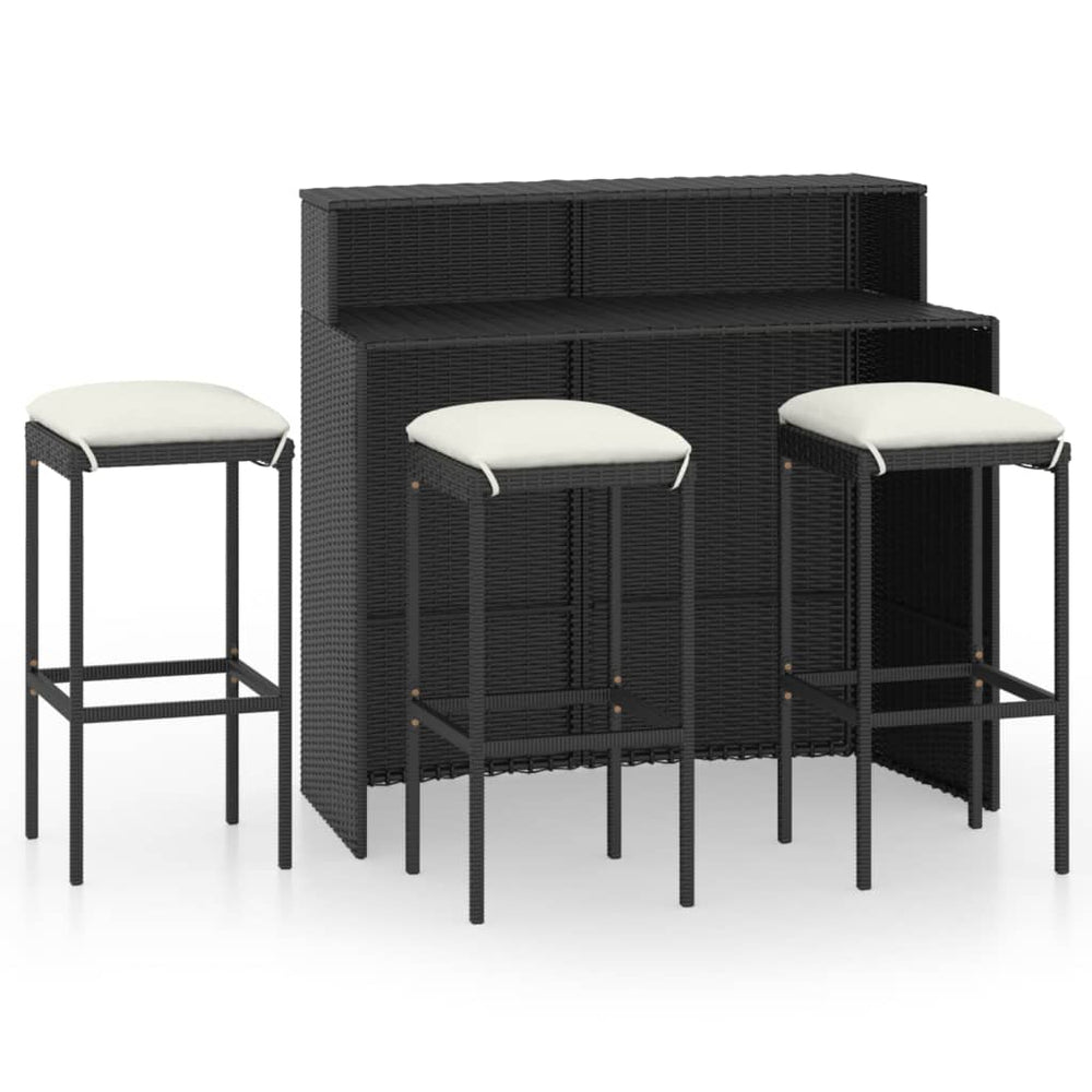 Set Mobilier Bar De Grădină Cu Perne, 4 Piese,