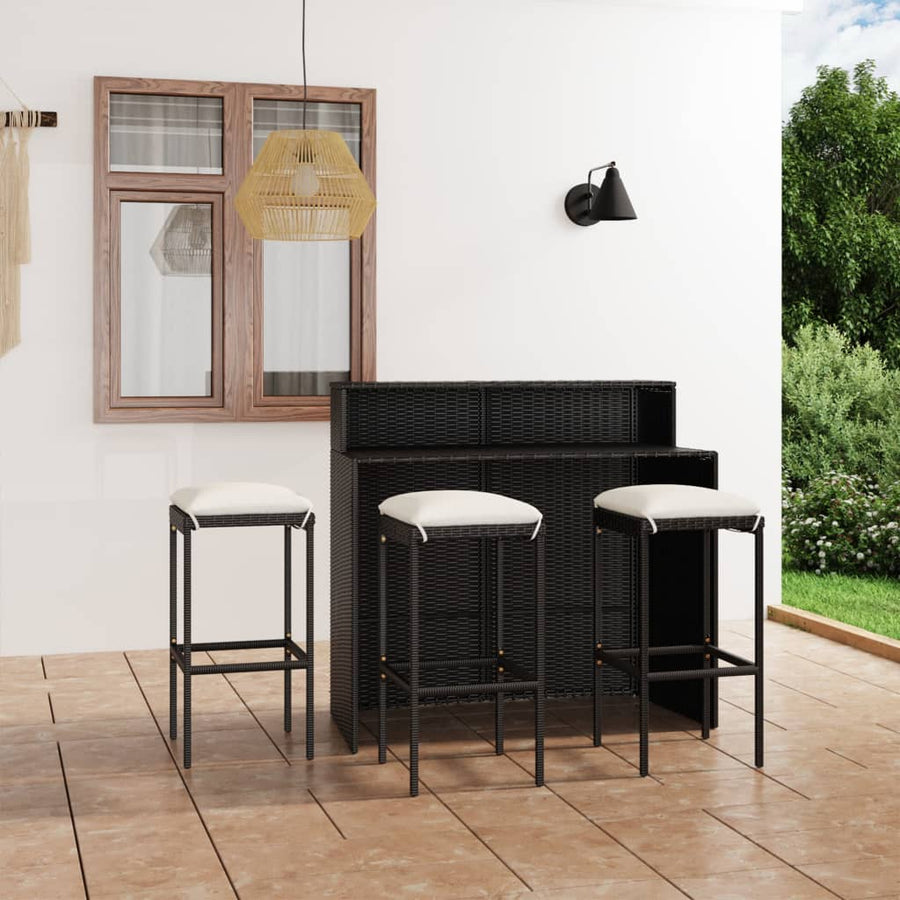 Set Mobilier Bar De Grădină Cu Perne, 4 Piese,