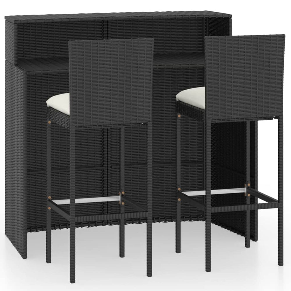 Set Mobilier Bar De Grădină Cu Perne, 3 Piese,