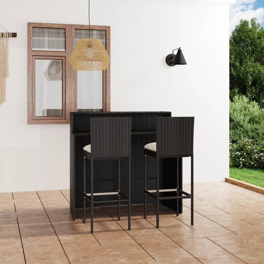 Set Mobilier Bar De Grădină Cu Perne, 3 Piese,
