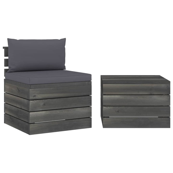 Set Mobilier Grădină Din Paleți, 2 Piese, Cu Perne, Lemn De Pin